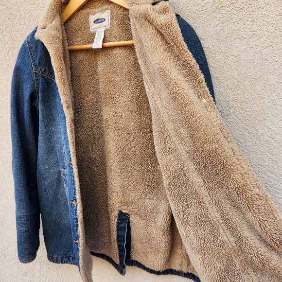 Vintage OLD NAVY Women’s Denim Coat Small Sherpa Lined Barn Chore Jacket - Picture 5 of 12